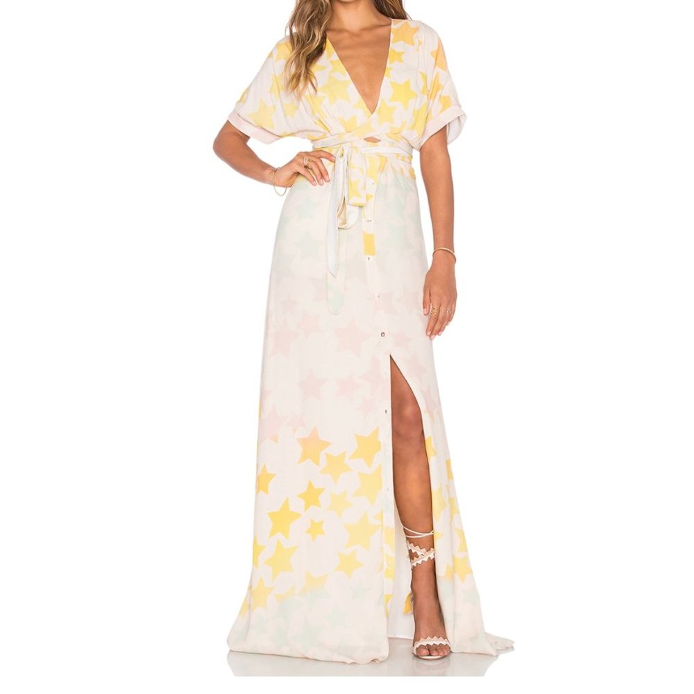 Mara Hoffman Star Blast Tie Front Dress in Pink